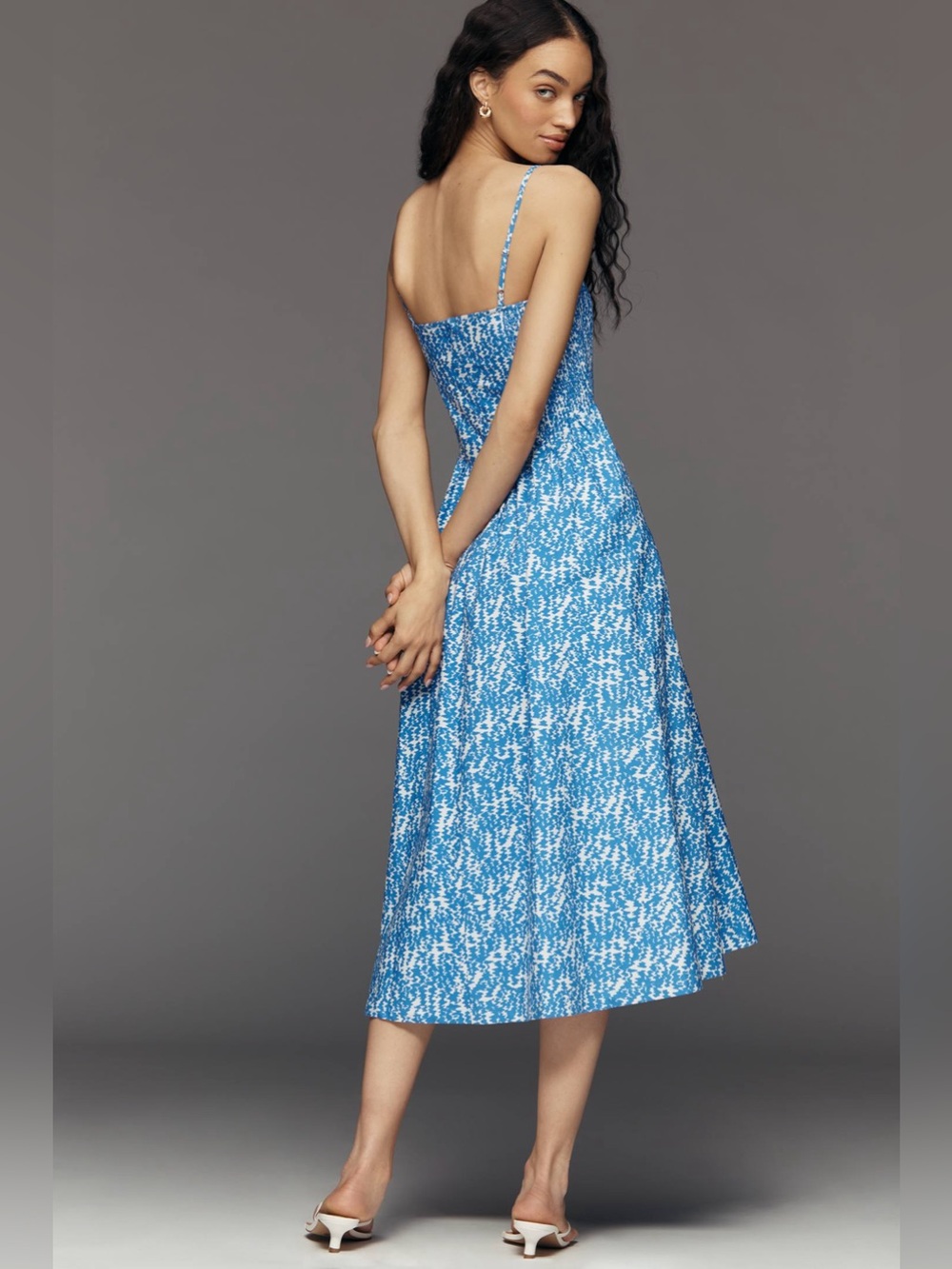 Maeve 100% Cotton Sleeveless Square Neck Midi Dress - Picture 3 of 12